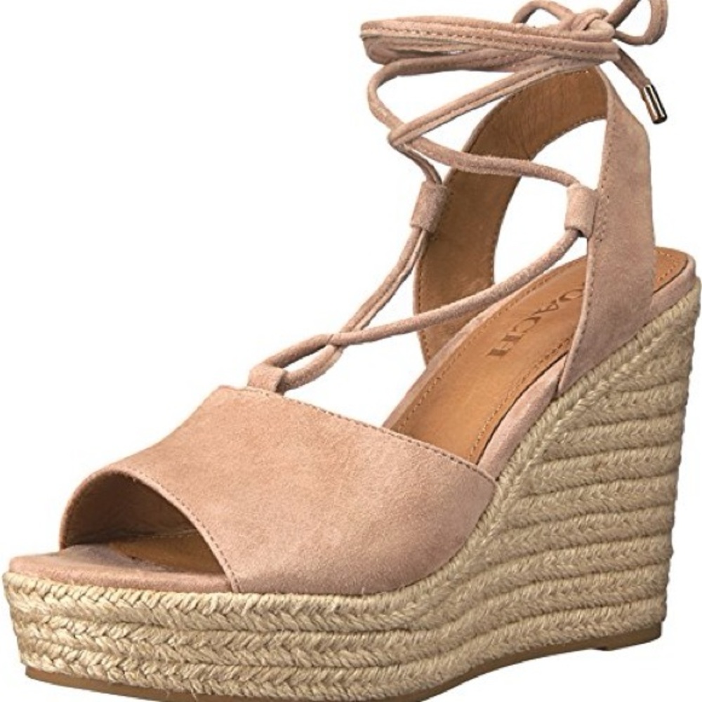Coach Suede Espadrille Wedge Sandals with Ankle Strap